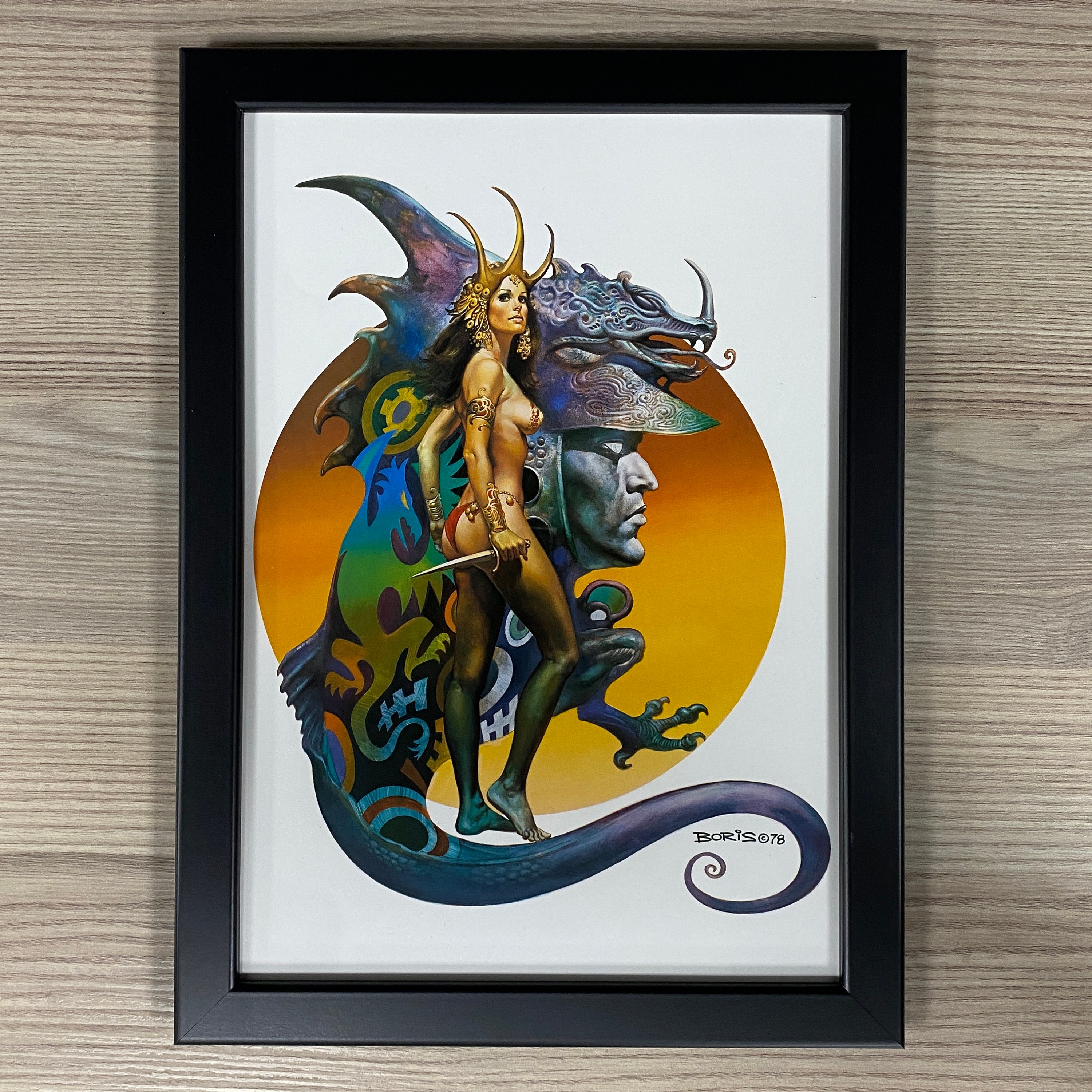 Boris Vallejo Framed Art Dragon Maiden Pulp Sci-fi Fantasy