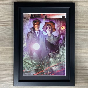 X-Files Framed Art 2000 AD Mulder & Scully Comic 1990&#39;s Pulp Sci-Fi Horror Fantasy Horror Action Gillian Anderson David Duchovny