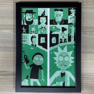 Rick und Morty gerahmte Kunst Film Poster Art Sci-Fi Total Rickall Get Schwifty Cartoon Netzwerk Schläfrige Gary Pencilvester Umgekehre Giraffe