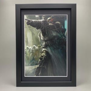 Arte enmarcado del capellán interrogador de los Ángeles Oscuros. Maestro de la Santidad, Adeptus Astartes, Marines Espaciales, Asmodai, Warhammer 40,000 40K