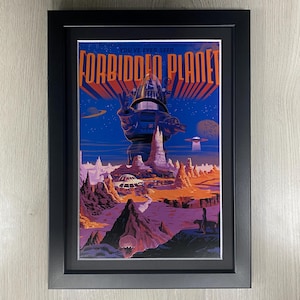 Verbotener Planet gerahmte Kunst. 1956 amerikanischer Science Fiction Film, Sci-Fi, Horror, Fantasy, Horror Action, Spielfilm, Mondo