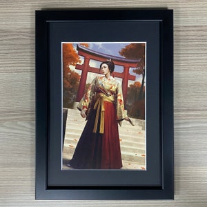 Arte enmarcado de la Leyenda de los Cinco Anillos Shiba Tsukone, Campeón del Clan Fénix Rokugan L5R, Juego de cartas viviente