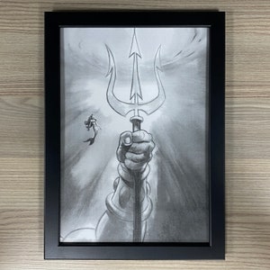 Die kleine Meerjungfrau gerahmte Kunst. John Alvin, Filmposter, Disney, 1989, Ariel, Flounder, Triton