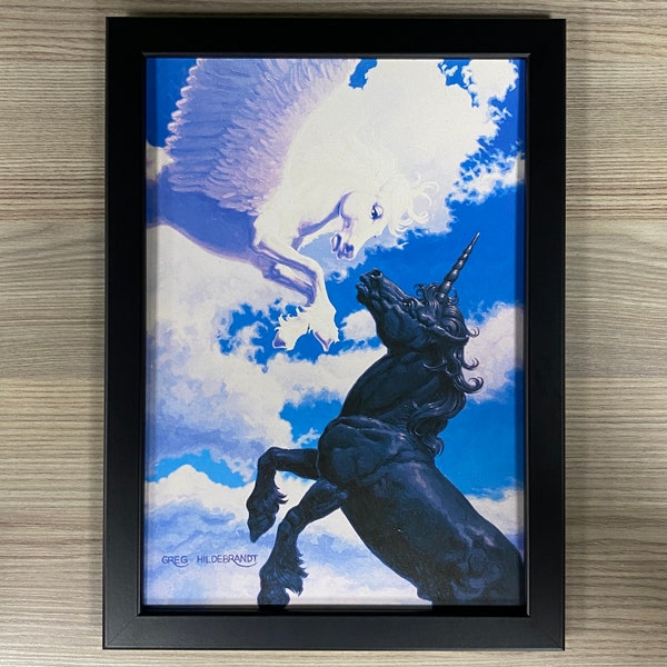 Greg Hildebrandt Framed Art Unicorn & Pegasus Art Pulp Sci-Fi Fantasy Magical Fairytale