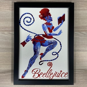 Beetlejuice Framed Art. Movie, Mondo, Tim Burton, Betelgeuse, Lydia Deetz, The Maitlands, Sandworms, 1988