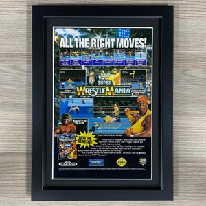 Super WrestleMania WWF Sega Genesis Mega Drive Video Game Acclaim Retro Framed Art Wrestle Mania 1991 Hulk Hogan Ultimate Warrior