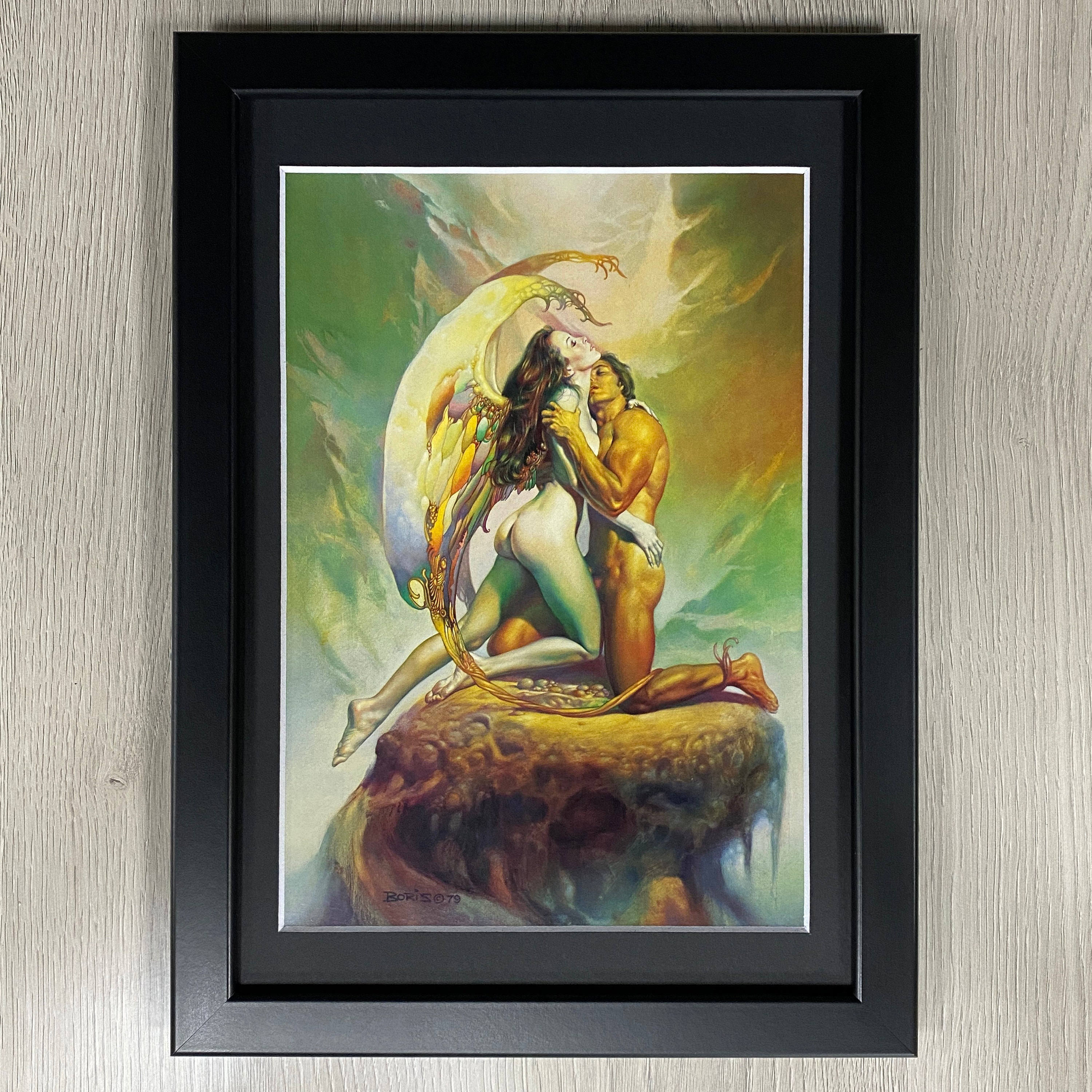 1979 Forever Moments By Boris Vallejo, Framed Vintage Erotic Fantasy Art. Mirage.