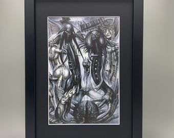 H.R. Giger Framed Art. Sci-Fi, Fantasy, Biomech, Triptykon, Eparistera Daimones Cover Art, Black Metal Extreme.