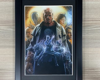 Hellboy Framed Poster Art Pulp Sci-Fi Horror Fantasy Mondo Horror Guillermo Del Toro Ron Perlman Drew Struzan