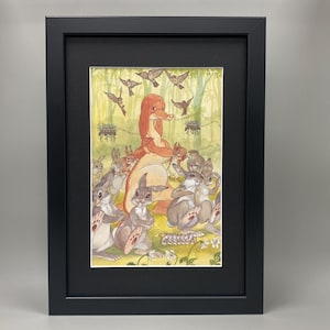 Die Abenteuer des Drachen, 1993 Vintage gerahmte Kunst. Illustriert von Eric Kincaid.