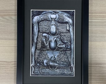 H.R. Giger Framed Art Pulp Sci-Fi Fantasy Classic Biomech Figuratism Alien 1979 Ridley Scott Dan O'Bannon