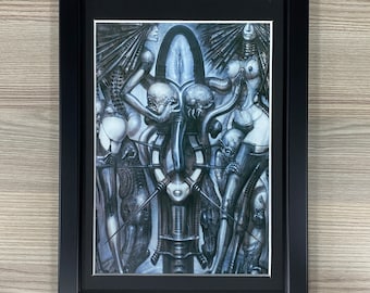 Necronomicon II H.R. Giger Framed Art Pulp Sci-Fi Fantasy Classic Biomech Figuratism Biomechanical