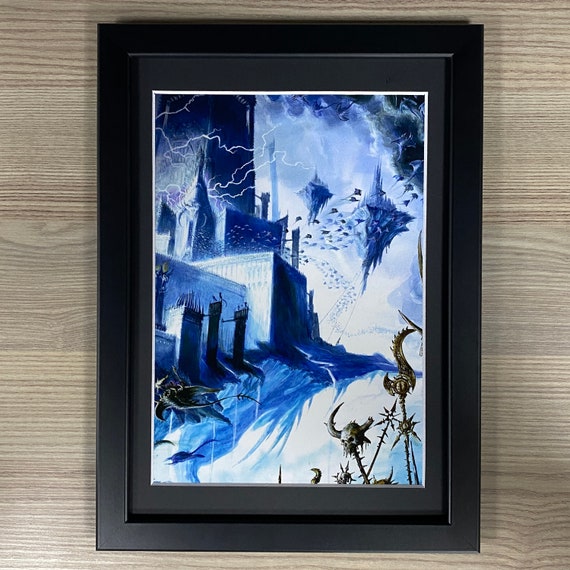 美品☆TheArth ADVENTURE ISTHERE! Silver Tower Framed Art Chaos Disc of Tzeentch Sorcerer
