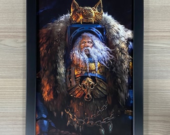 Logan Grimnar Framed Art Space Wolves Space Marines Adeptus Astartes Wolf Games Workshop Warhammer 40,000 40K Black Library