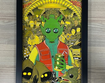 Star Wars Framed Movie Poster Art Pulp Sci-Fi Fantasy Horror Han Shot First Cantina Greedo Bounty Hunter