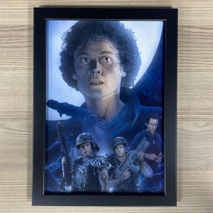 Aliens Framed Movie Poster Art Ellen Ripley James Cameron Xenomorph Colonial Marines Sci-Fi Horror Alien 1986 Hicks Bishop Newt