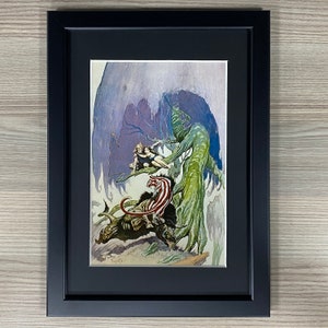 Die Bestien der Venus gerahmte Kunst Frank Frazetta Pulp Sci-Fi Fantasy Classic dunkel Comic Book Art Lost on Venus Edgar Rice Burroughs