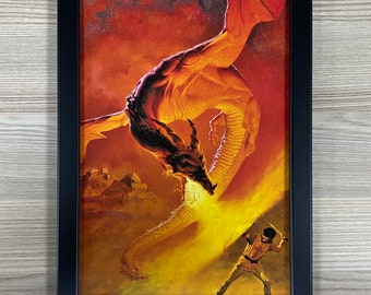 Dungeons And Dragons Framed Art Dragonlance Knight's Sword Gary Gygax D&D TSR RPG Roleplaying Game Fire Breathing