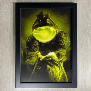 Framed Alien, Movie Art. 1979 Science Fiction Horror Film, Starring Sigourney Weaver and Harry Dean Stanton Directed By Ridley Scot.