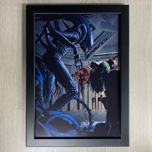 Framed Alien, Movie Art. 1979 Science Fiction Horror Film, Starring Sigourney Weaver and Harry Dean Stanton Directed By Ridley Scot.