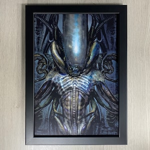 Framed Alien, Movie Art. 1979 Science Fiction Horror Film, Starring Sigourney Weaver and Harry Dean Stanton Directed By Ridley Scot.