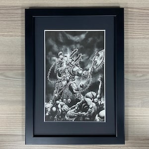 Illustration encadrée Kharn le traître Space Marines Mark Gibbons Horus Heresy Khorne Games Workshop Warhammer 40,000 40K Black Library