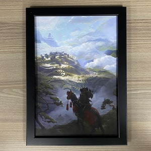 Arte enmarcado de La Leyenda de los Cinco Anillos Un visitante llega a Rokugan L5R Juego de cartas viviente