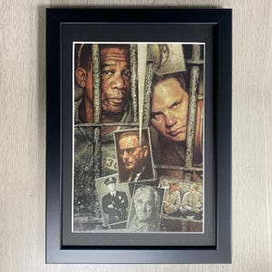 Framed The Shawshank Redemption Movie Art. 1994 American Prison Drama Film Starring Morgan Freeman & Tim Robbins.