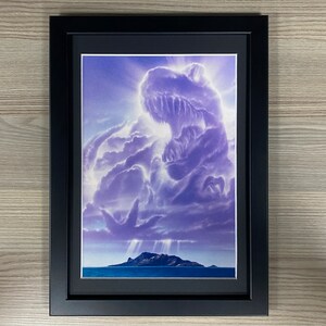 Jurassic Park Framed Art. John Alvin, Movie, Poster, 1993, Steven Spielberg, Dinosaur, Tyrannosaurus Rex, Michael Crichton