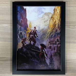The Caves of Chaos Framed Art Dungeons And Dragons Michael Komarck Fighter Ef Halfling Gary Gygax D&D TSR RPG Tabletop Roleplaying Game WOTC