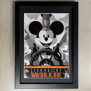 Framed Mickey Mouse Steamboat Willie Art, Mondo