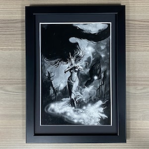 Dunkelelf Zauberin Gerahmter Kunstdruck Dunkelelfen Töchter des Khaine Darkling Covens Games Workshop Warhammer Age Ofrücken