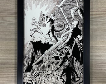 Dungeons And Dragons Framed Art A Paladin in Hell Devil Demon David A. Trampier Gary Gygax D&D TSR RPG Roleplaying Game