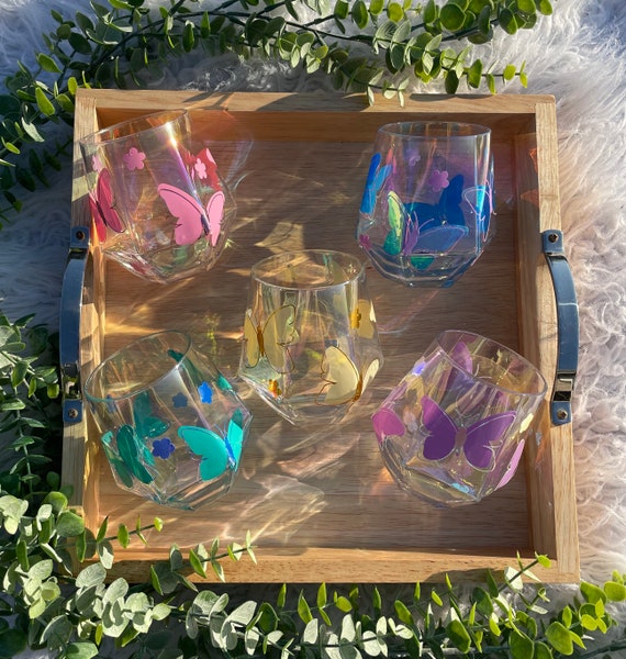 Butterfly Wine Glass Set, Iridescent Wine Glass, Cute Wine Glass Set, Wine  Glass, Diamond Shaped Wine Glass, Mothers Day Gifts 