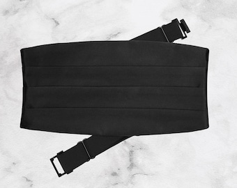 Handgemaakte Klassieke Zwarte Smoking Cummerbund | Verstelbare | Prom Accessoires | Smoking Riem Tailleband |