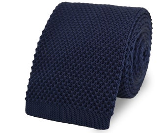 Navy Blue Knitted Tie. Business Tie. Knit Tie. Wedding Tie. Groomsmen Ties. Blue Necktie. Navy Blue Tie. Ties for Men. Woven Tie