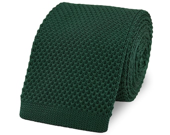 Dark Green Knitted Tie. Green Handmade 100% Soft Polyester Bow Tie Pocket Square Set. Woven Tie. Wedding Tie BowTie. Groom & Groomsmen