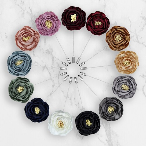 Beautiful High Quality Silk Floral Flower Lapel Pin in Many Etsy