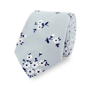 Floral Tie And Matching Pocket Square Set in Blue | Wedding Tie | Groomsmen | Best Man Tie | Wedding Outfit | Groom Ties