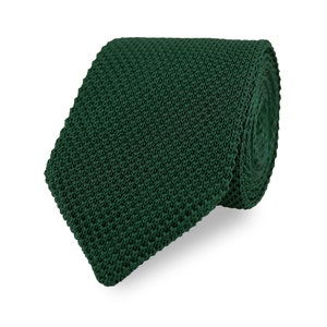 Men&#39;s Dark Green Knitted Neck Tie With Diamond End | 100% Soft Polyester | Beautiful Wedding Ties For Groom & Groomsmen