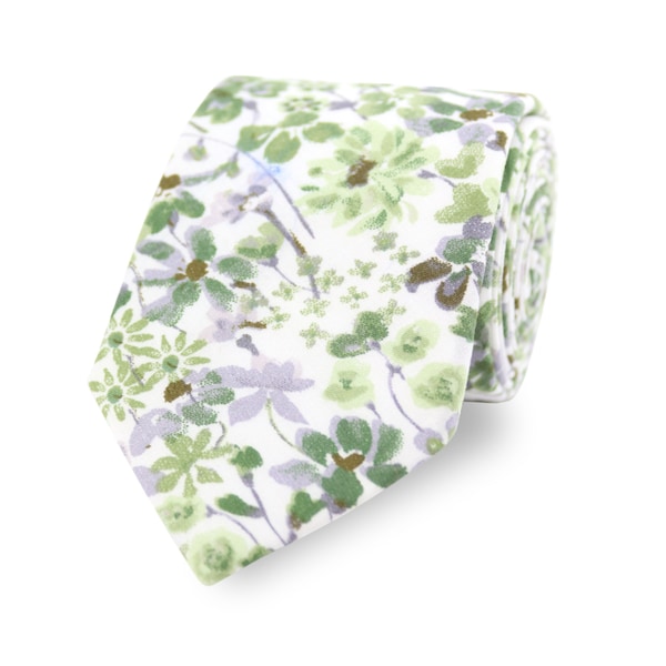 Cravatta floreale verde salvia Fazzoletto da taschino e opzioni papillon, cotone 100% fatto a mano, cravatta da sposa verde da uomo, papillon per bambini testimoni dello sposo