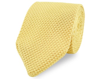 NEW IN! Handmade 100% Polyester Pastel Yellow Knitted Tie. Bow Tie Pocket Square Available. Wedding Tie BowTie. Groom & Groomsmen Accesssory