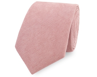 Dusty Pink Cotton Tie, Handmade 100% Premium Cotton, Mens Ties, Light Pink Wedding Tie, Groom, Groomsmen And Child Page Boy Tie