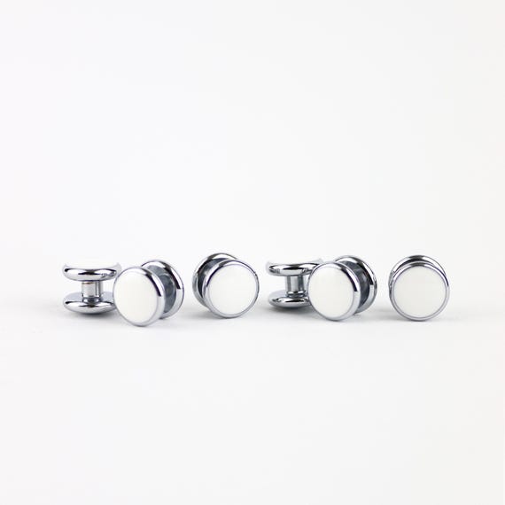 Six Silver & White Dress Shirt Tuxedo Studs Only | Perfect Tuxedo Shirt Studs | Formal Shirt Studs | Silver Prom Studs | Free UK SHIPPING Six Silver & White Dress Shirt Tuxedo Studs Only | Perfect Tuxedo Shirt Studs | Formal Shirt Studs | Silver Prom Studs | Free UK SHIPPING
