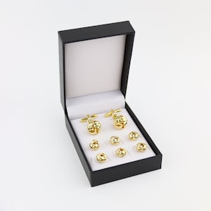 Gold Tuxedo Studs Dress Shirt And Cufflink Set. Gold Twist Cufflinks. Tuxedo Cufflinks. Black Tie Event Accessories