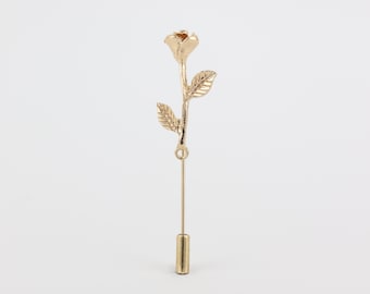 Rose Flower Lapel Pin In Gold Colour | Delivered In Gift Box | Perfect For Weddings & Events