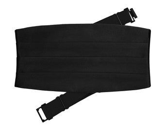 Black Cummerbund, Classic Handmade Tuxedo Cummerbund, Fully Adjustable, Prom Accessories, Tuxedo Belt Waistband, Prom Accessories.