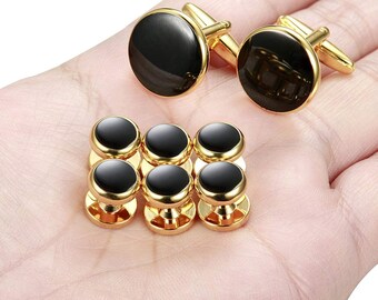 Onyx Black Dress Shirt Tuxedo Studs 