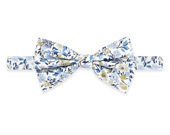 NEW IN! Blue Floral Bow Tie | Handmade 100% Cotton | Blue Wedding BowTie | Groom Groomsmen & Child Page Boy Bow Tie