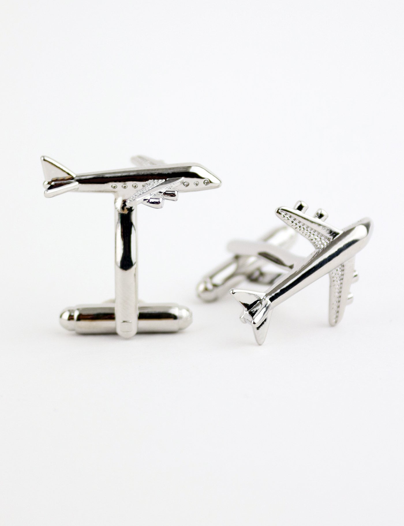 Boutons De Manchette Avion - Bijoux De Voyage Unisexe En Métal Gris, Neuf Avec étiquettes